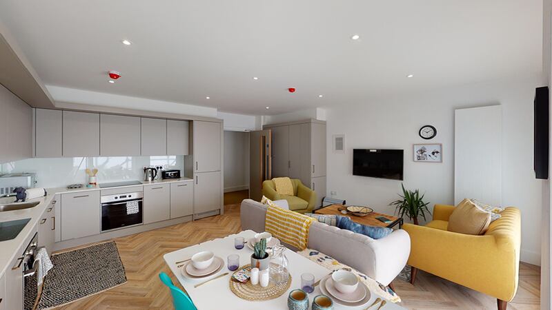 Every shared kitchen is complete with a TV