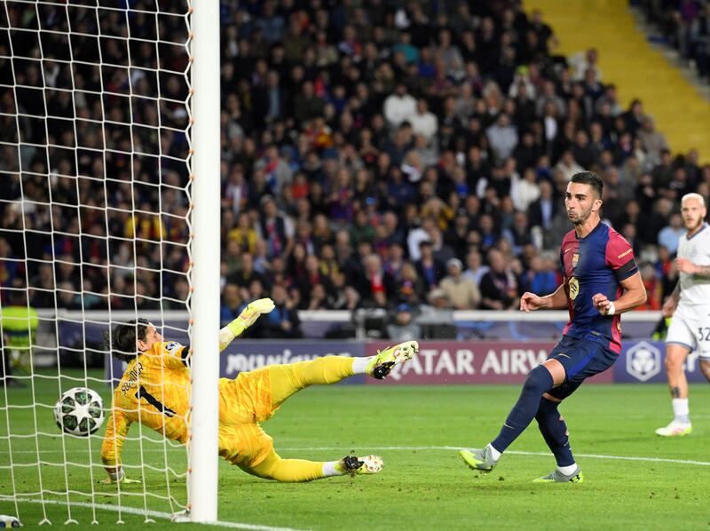 Barcelona's Spanish forward Ferran Torres gets the home team level at 2-2 - all before halftime in the first leg. Photograph: Josep Lago/ Getty