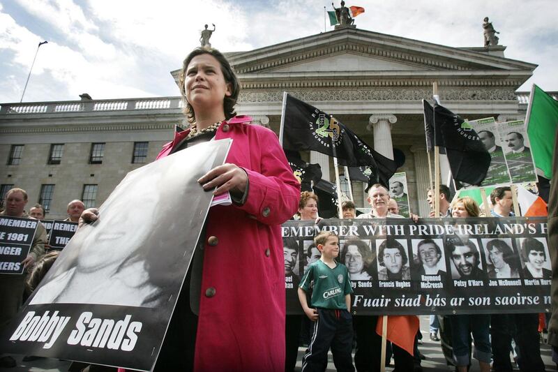 Mary Lou McDonald marking the 25th anniversary of the death of the hunger striker Bobby Sands, in 2006. Photograph: Alan Betson