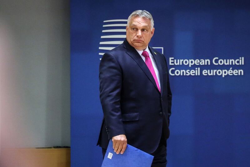 Viktor Orban, Hungary's prime minister, on day one of the EU leaders' summit. Photograph: Valeria Mongelli/Bloomberg