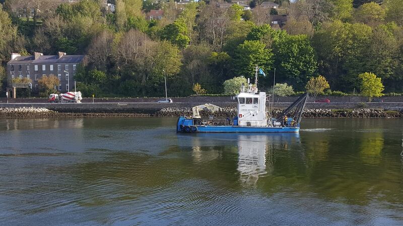 Tug Denis Murphy assisting in River Lee search in Co Cork on Friday. Photograph: Barry Roche