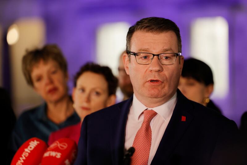 Former Labour party leader Alan Kelly resigning his position as leader in March. Photograph: Alan Betson/The Irish Times