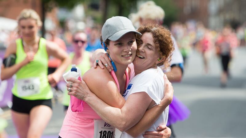 Ruth Wilson and Barbara Pepper at the VHI Women’s Mini Marathon. Photograph: Tom Honan