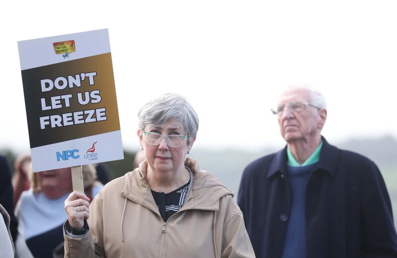 Pensioners marching on Stormont in October to protest against the cut in winter fuel payments by the UK government