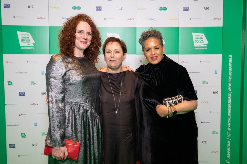 Maggie O'Farrell, left, with Anne Enright and Kit de Waal at the An Post Irish Book Awards in the Convention Centre Dublin last November. Photograph: Patrick Bolger