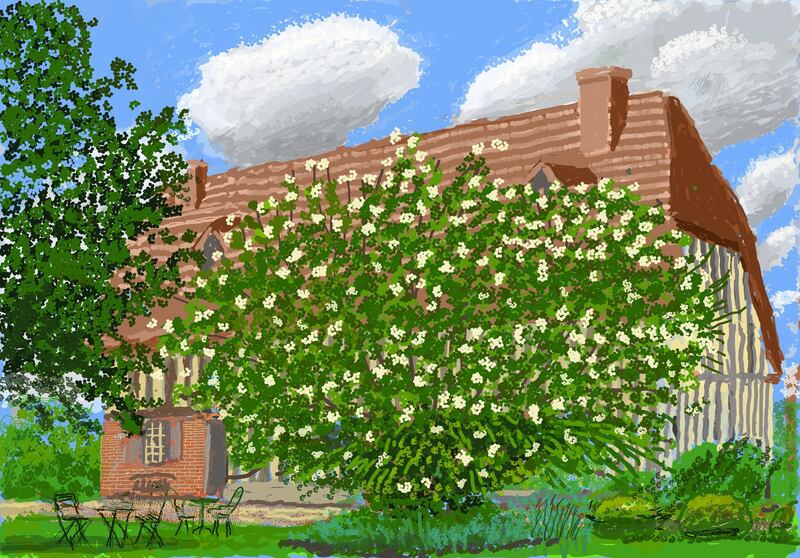 No. 316,  March 3rd, 2020, iPad painting by David Hockney, from David Hockney: The Arrival of Spring, Normandy, 2020, Royal Academy of Arts, London