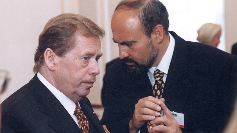 Catholic priest Tomas Halik (right) and Vaclav Havel, the dissident playwright who became Czechoslovakia’s president after the 1989 Velvet Revolution. Photograph courtesy of Tomas Halik
