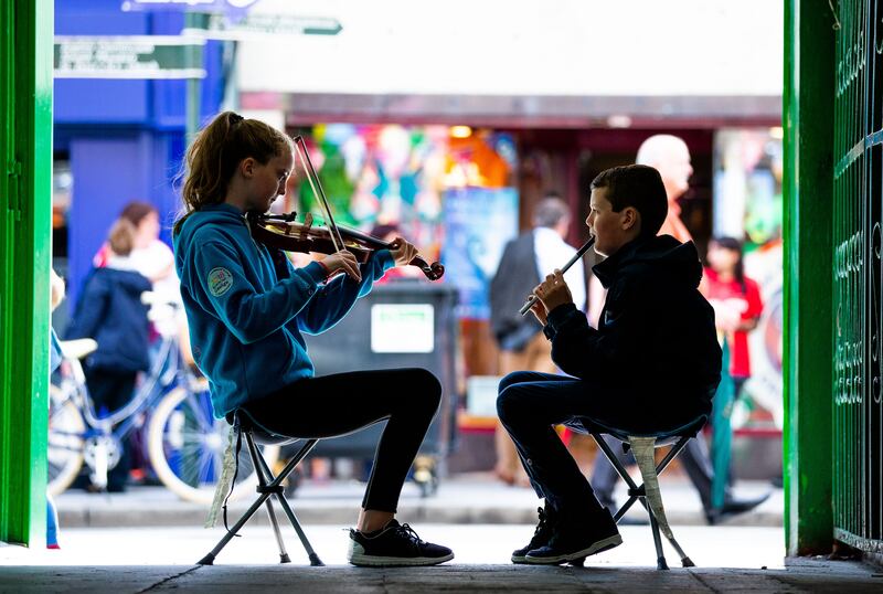 Clodagh Harney aged 11 and her brother Tomas Harney aged 9 from Bettystown at the Fhleadh Cheoil. Photograph: Tom Honan