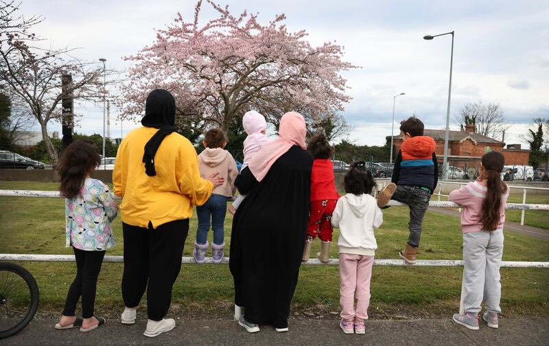 One mother describes how her nine-year-old and 12-year-old daughters, who were injured in Israeli air strikes four years ago, must constantly move from camp to camp on foot. Photograph: Bryan O’Brien

