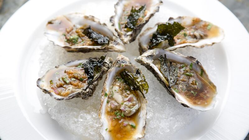 Vanessa Greenwood’s oysters with oriental dressing. Photograph:  Harry Weir