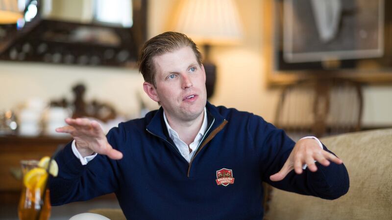 Eric Trump speaking to Irish Times sports journalist John O'Sullivan at Trump International Doonbeg this week. Photograph by Eamon Ward