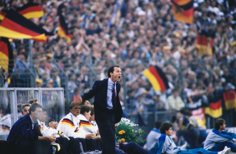 German footballer and manager Franz Beckenbauer died on Sunday aged 78, pictured at a 1988 UEFA Euro match. Photograph: Bongarts/Getty