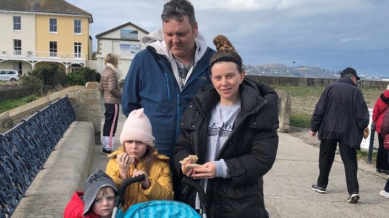 Darragh and Linda Butler and their children enjoying a St Patrick’s Day trip to Bray