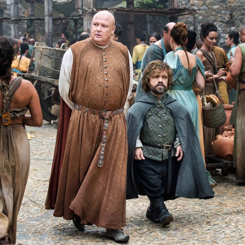 Game of Thrones: Lord Varys (Conleth Hill) with Tyrion Lannister (Peter Dinklage)