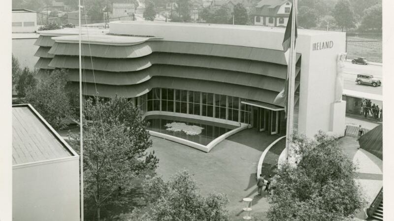 At the 1939 World’s Fair in New York, Michael Scott’s modernist Irish Pavilion (designed to resemble a huge shamrock from above and adorned with artworks by Seán Keating, Evie Hone and Mainie Jellett) was  selected as the best pavilion on display.  Photograph: New York Public Library