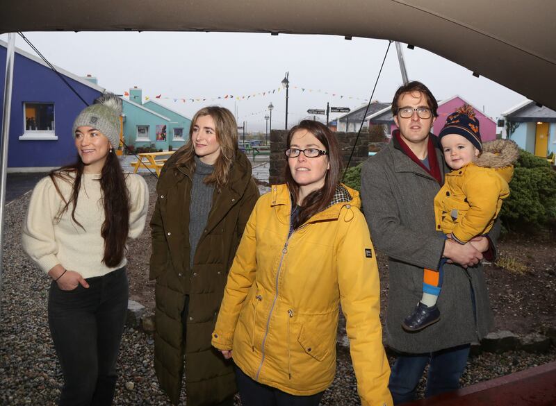 At the recent meeting of BÁNÚ were, from left, Adhna Ní Bhraonáin, Katie McGreal,  Aoife Ní Chonghaile and Maitiú de Hál with his son. Photograph: Joe O'Shaughnessy