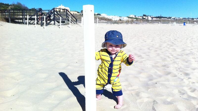Baby Sevvy enjoying beach life in Lagos