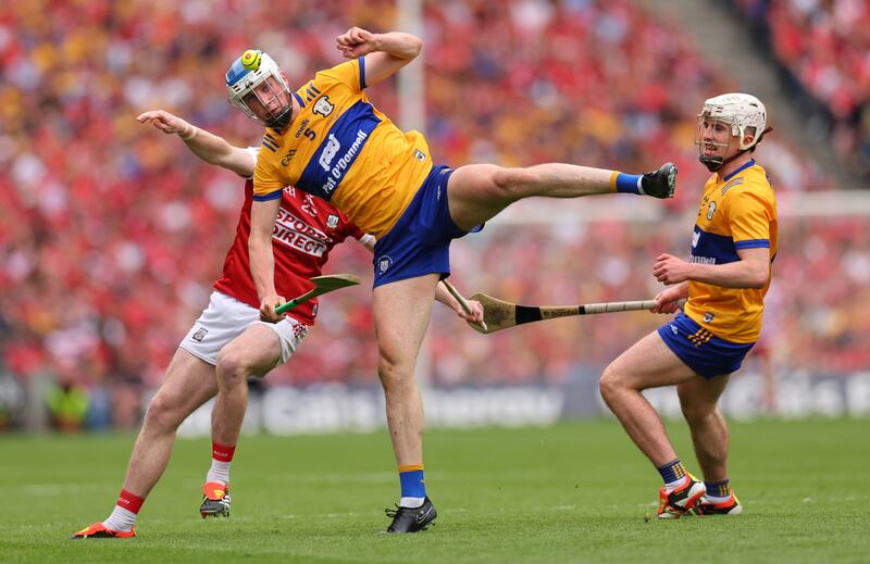 Clare’s Diarmuid Ryan had a terrific battle with Seamus Harnedy of Cork. Photograph: James Crombie/Inpho