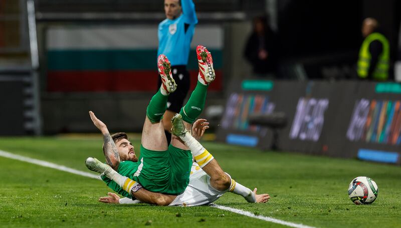 Ireland's Ryan Manning during the game against Bulgaria.

