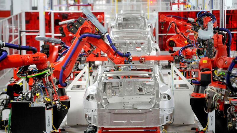 Tesla’s Model S sedans being assembled  at the company’s factory in Fremont, California.