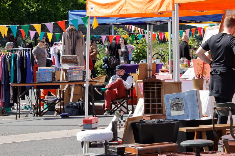  Daragh Martin on the Heat Werk Vinyl Records stall at the Zeitgeist market at the Educate Together National School on Fitzwilliam Place North Lower. Photograph: Alan Betson