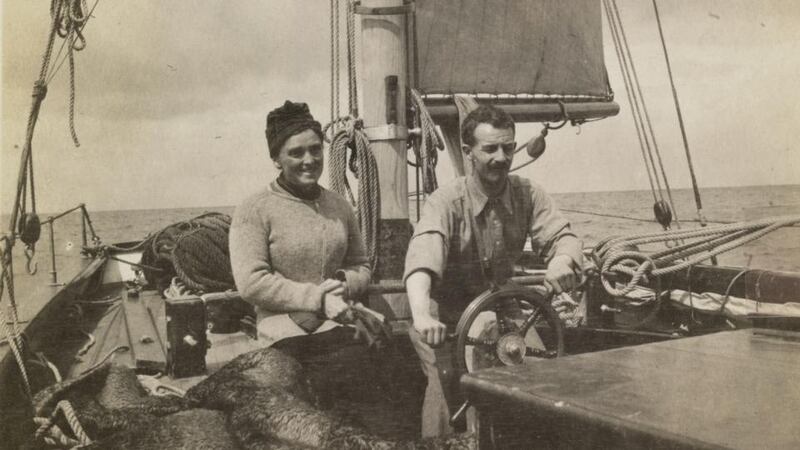 Conor O’Brien with his sister, Margaret, on board the Kelpie. Photograph: Trinity College Dublin
