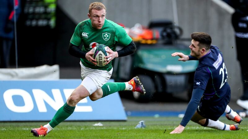 Keith Earls scores a third try.