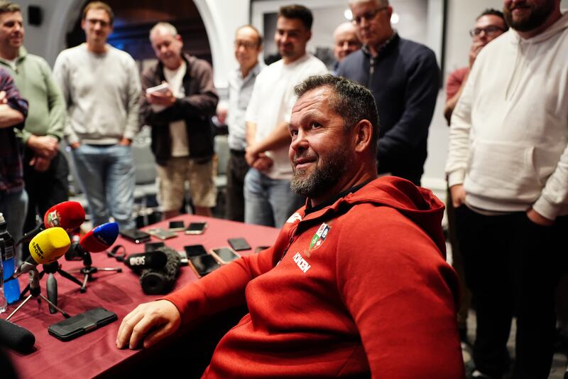 Lions head coach Andy Farrell during the team announcement press conference ahead of the final Test against the Wallabies. Photograph: David Davies/PA