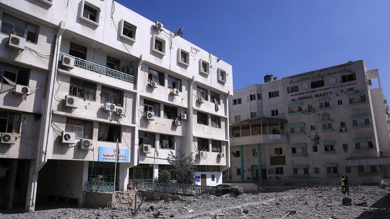 Al Rimal health clinic in Gaza City, which housed Gaza’s only coronavirus test laboratory, was  largely shut down after it was damaged by an Israeli air strike. Photograph: Samar Abu Elouf/The New York Times