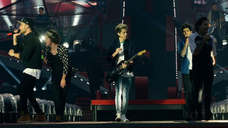 One Direction, with Niall Horan front and centre, performing in Croke Park last night for the first of three sold-out concerts. Photograph: Dave Meehan