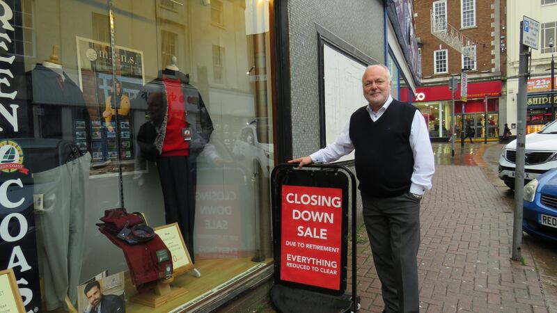 Roger Scott has a retirement sale at his menswear store. He will vote for Boris Johnson, “because I’m for getting out of Europe, and that’s the only vote you can cast”. Photograph: Jennifer O’Connell