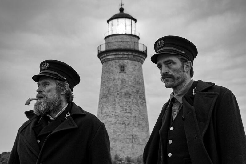 Robert Pattinson with Willem Dafoe in The Lighthouse