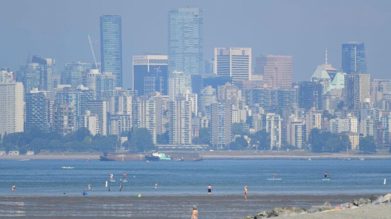 Vancouver, British Columbia, is seen through a haze of heat. Photograph: Don MacKinnon / AFP via Getty