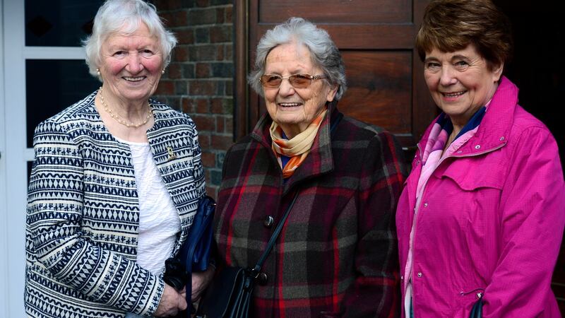 Past pupils at Mount Carmel School: Maureen Gallagher, left, with Christine Condell and Kathleen Breadon. Photograph: Cyril Byrne