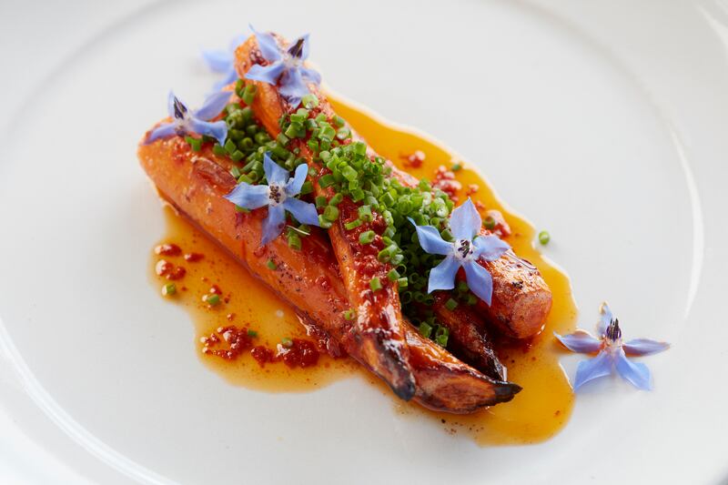Aran Islands: a dish of carrots, chives and wild flowers at Inis Meáin restaurant