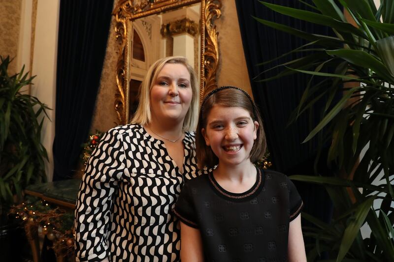 Hailey (11) and Amanda Golden from Balla, Co Mayo at the awards. Photograph: Nick Bradshaw/The Irish Times