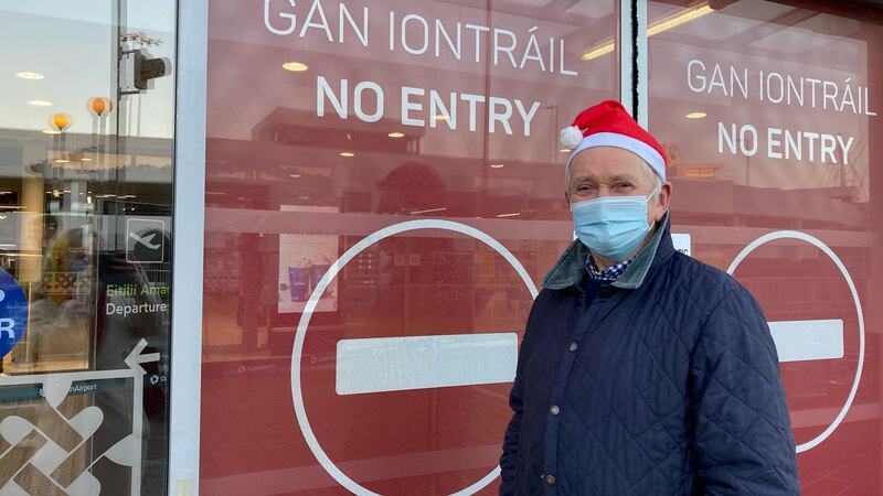 Tim Molloy from Meath waiting  outside the Terminal while  waiting for his  daughter, son-in-law and two  grandchildren to  arrive home from London. Photograph: Jade Wilson