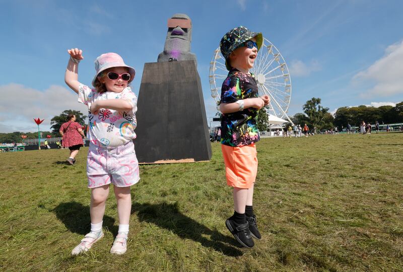 Lily (6) and  Aidan (5) Moore  from Mountrath, Co Laois, enjoying their first Electric Picnic. Photograph: Alan Betson/The Irish Times

