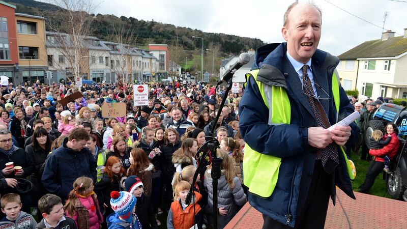 Shane Ross at a protest rally in 2013 in Stepaside, Co Dublin, over the closure of the local Garda station. File photograph: Eric Luke/The Irish Times