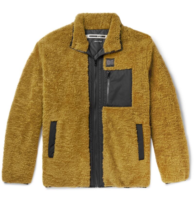 Alexander McQueen tech fleece bomber jacket, €580; available at Mr Porter