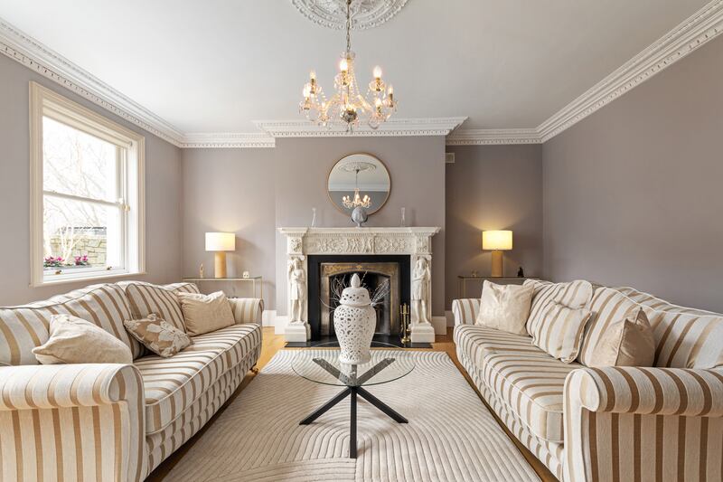 The drawingroom has a remarkable fireplace