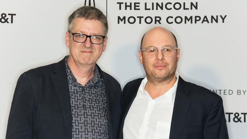 My Friend Dahmer: John Backderf, who wrote the original graphic novel, and Marc Meyers. Photograph: Gilbert Carrasquillo/FilmMagic/Getty