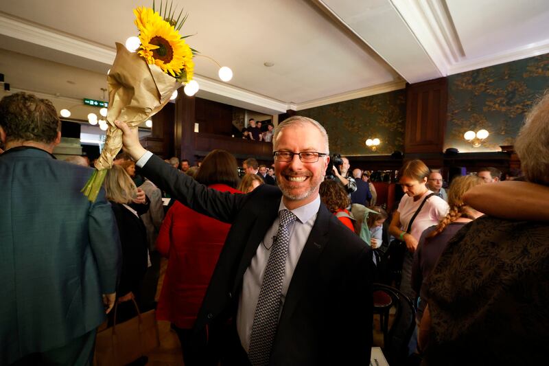 New Green Party Roderic O’Gorman during the announcement for the results of the party's leadership competition. Photograph: Nick Bradshaw/The Irish Times 