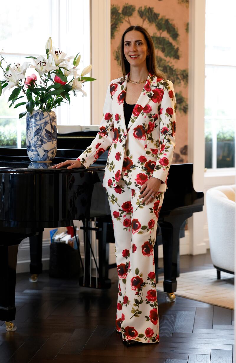 Ciara Byrne in a summer trouser suit by Nadine Merabi. Photograph Nick Bradshaw