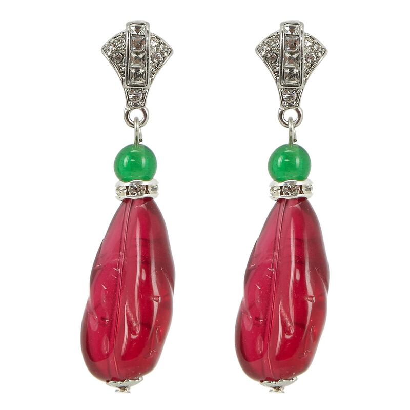 Red and green earrings by Kenneth Jay Lane
