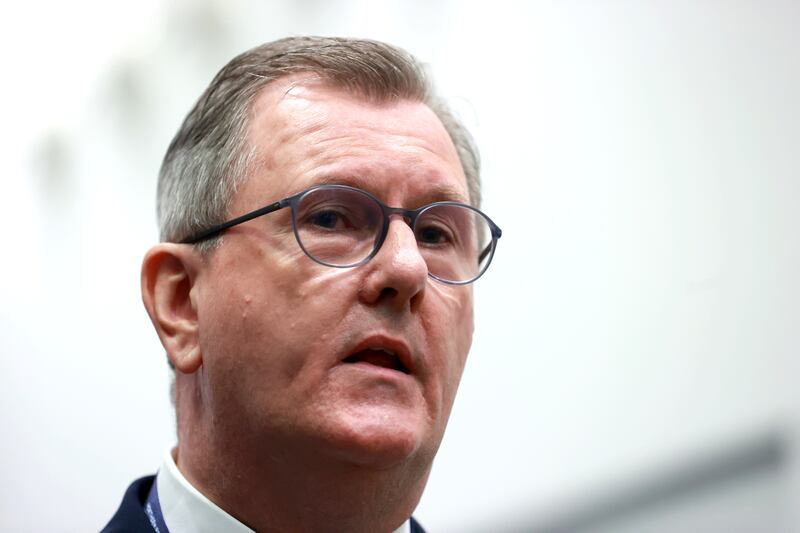 DUP leader Jeffrey Donaldson accused Taoiseach Leo Varadkar of engaging in unhelpful megaphone diplomacy. Photograph: Liam McBurney/PA Wire 