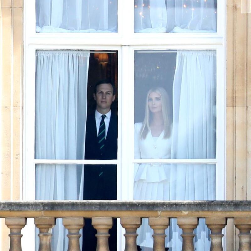 Trumps on tour: Jared Kushner and Ivanka Trump at Buckingham Palace. Photograph: Chris Jackson/Getty