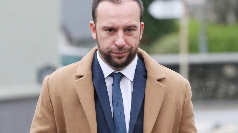 Davitt Walsh, who swam out into the harbour in an effort to save six occupants of an Audi Q7, arrives at the Lake of Shadows Hotel in Buncrana, Co Donegal,  for the inquest. Photograph: Niall Carson/PA Wire