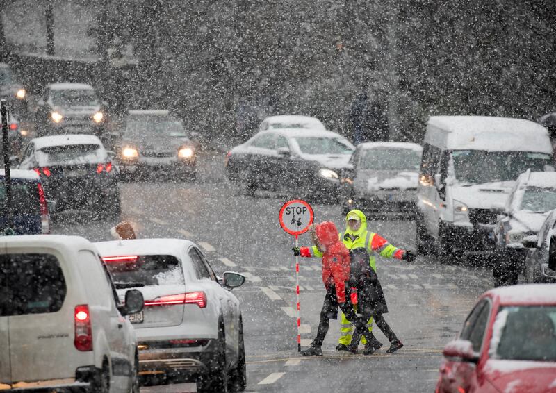 The school run in Lucan, Dublin. Photograph: Colin Keegan/Collins Dublin