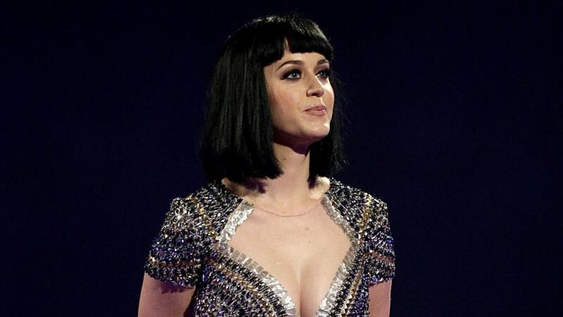 Katy Perry on stage during the 2014 Brit Awards at the O2 Arena. Photograph:  Yui Mok/PA Wire.